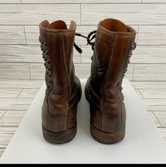 Bed Stu Cobbler Series Studded Distressed Brown Leather Lace Up Boots Size 9 - Picture 11 of 13